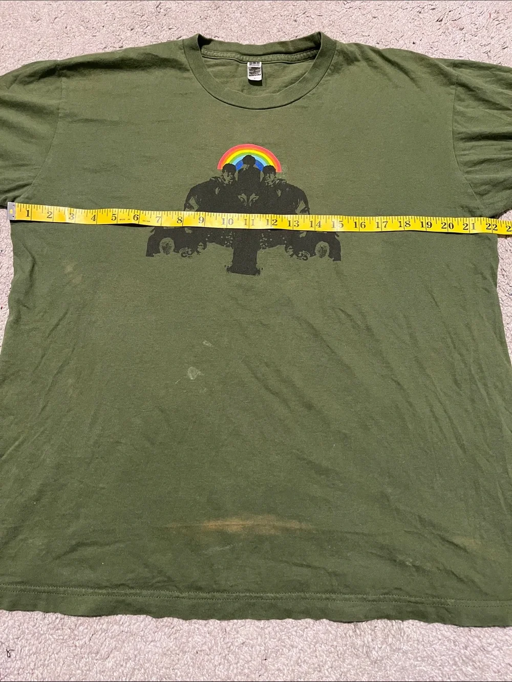 Y2K Supergrass Band Green Rainbow Graphic Pullover T-Shirt Music Concert